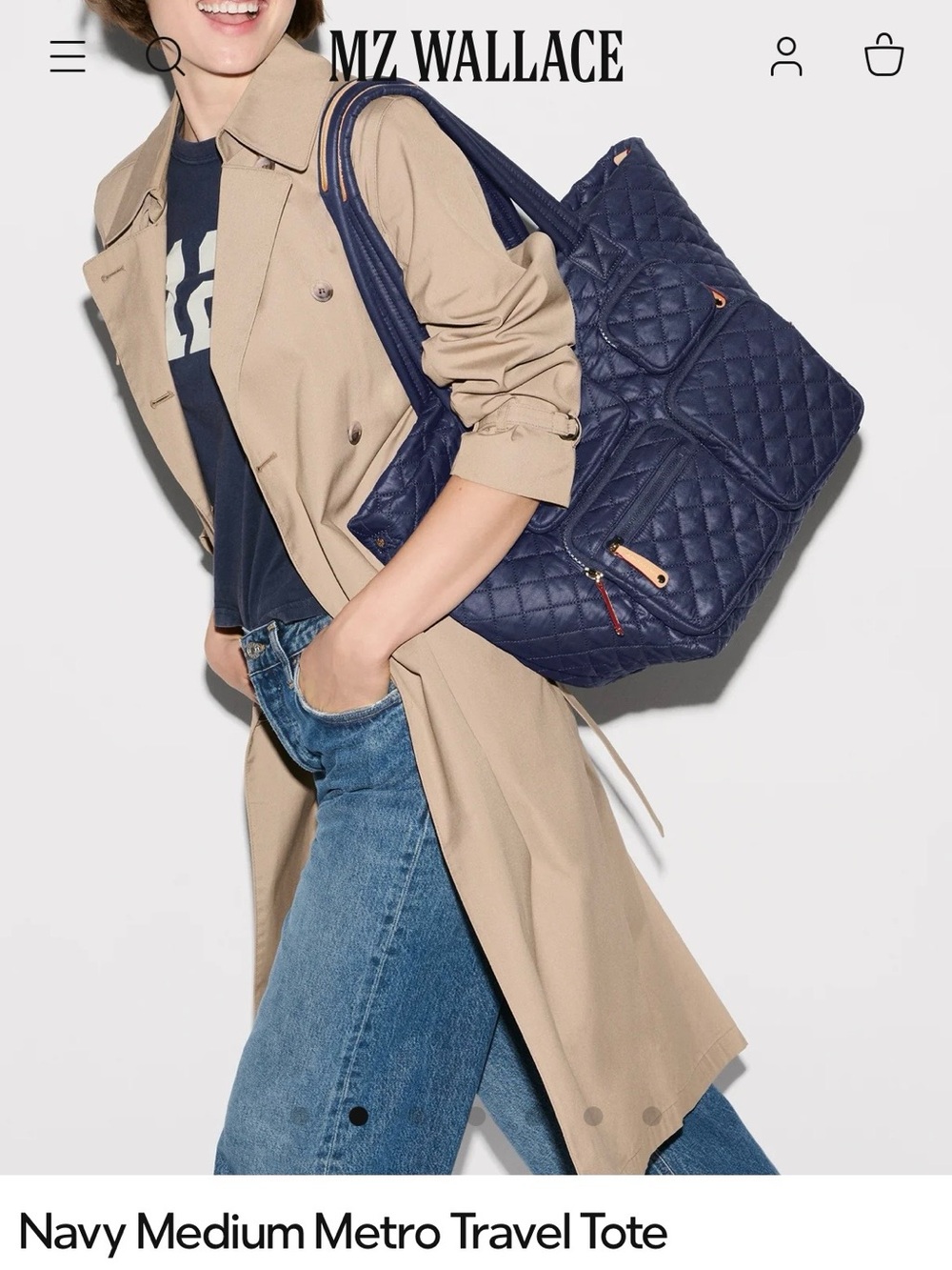 MZ Wallace Quilted Navy Metro Tote - Picture 2 of 14